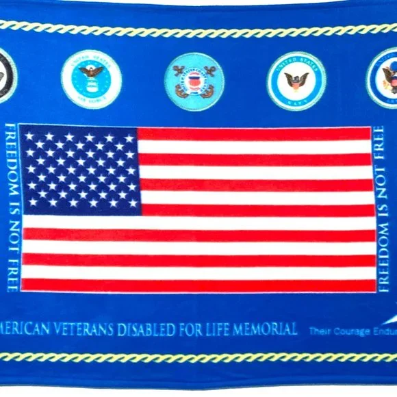 American Flag, Veterans Disabled for Life Memorial, Fleece, Throw Blanket,  USA - Picture 7 of 15